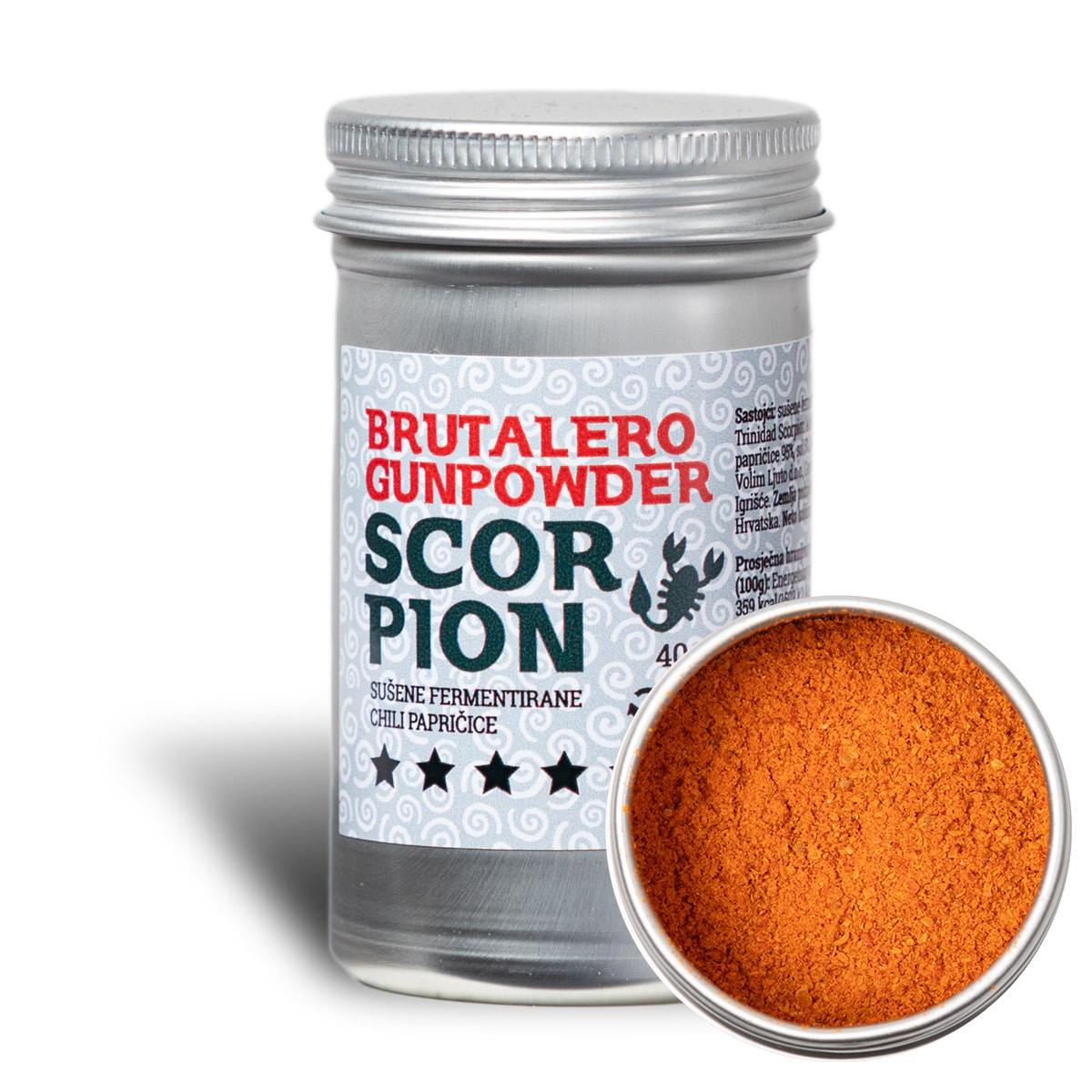 Brutalero Gunpowder Scorpion 40g - sušene Trinidad Scorpion chili papričice 3 Brutalero Gunpowder Scorpion 40g - sušene Trinidad Scorpion chili papričice